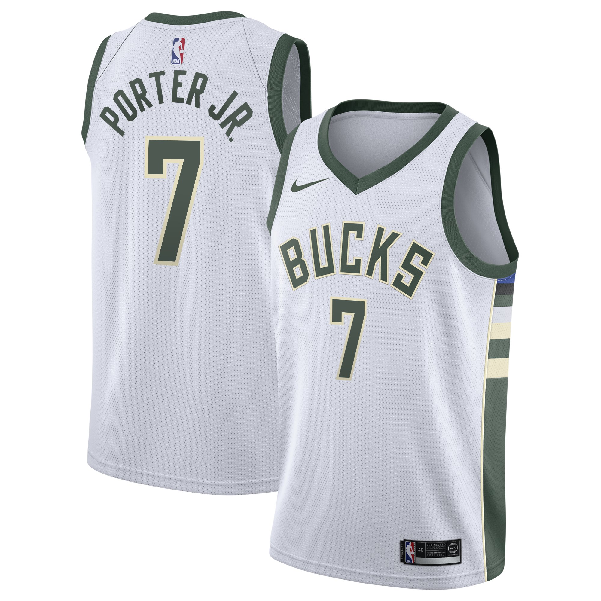 Milwaukee Bucks Nike Association Edition Swingman Jersey - White - Kevin Porter Jr. - Youth