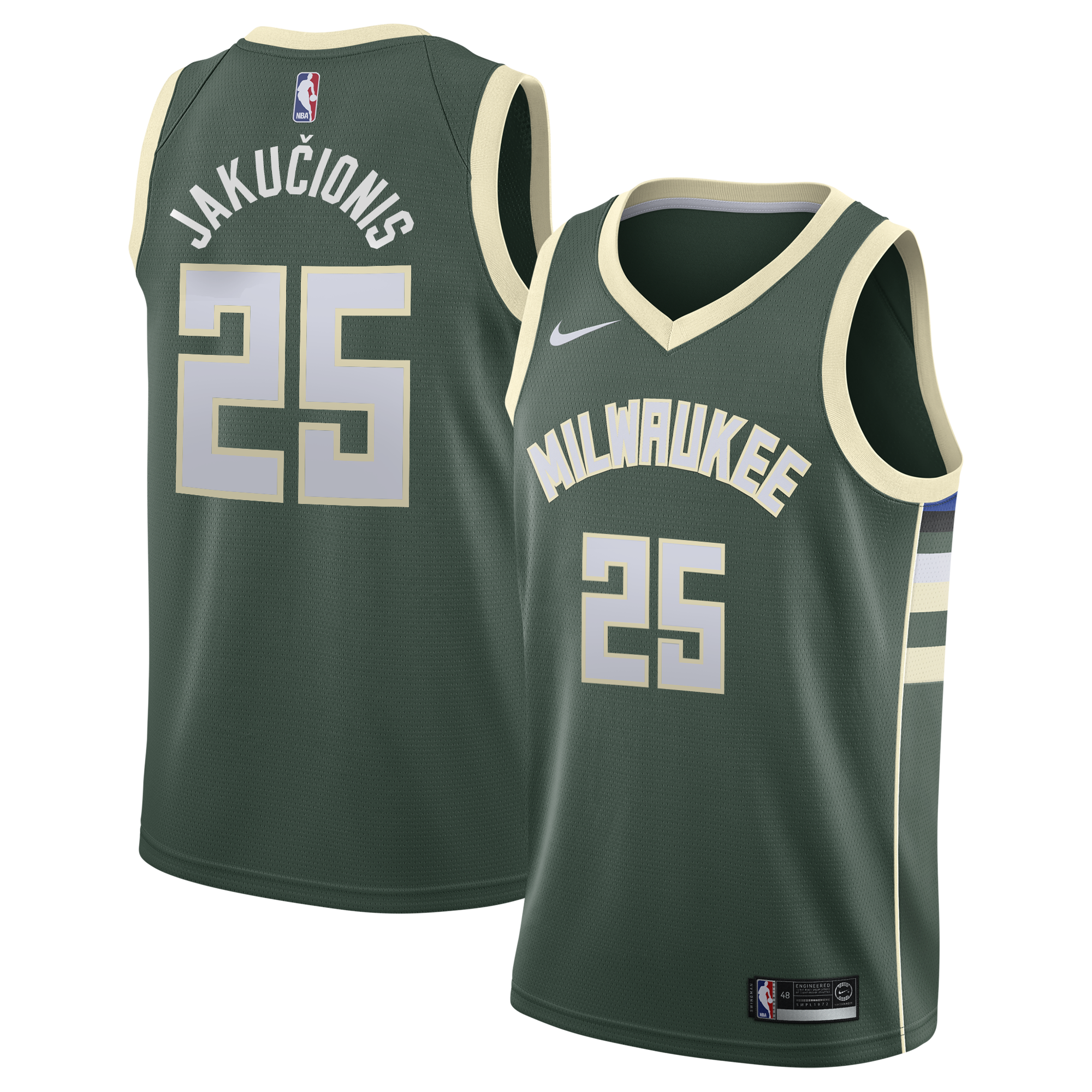 Milwaukee Bucks Nike Icon Edition Swingman Jersey - White - Kasparas Jakučionis - Youth