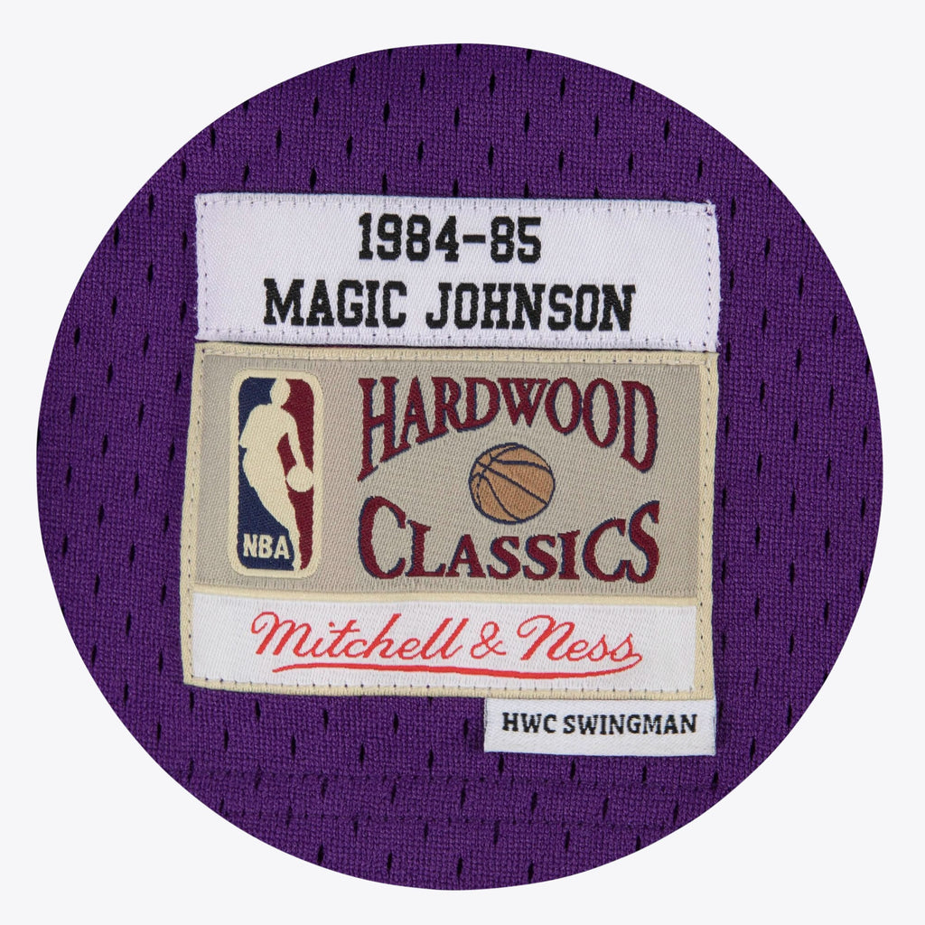 Los Angeles Lakers Mitchell & Ness Magic Johnson 1984-85 Hardwood Classics Road Swingman Jersey - Purple - Men's