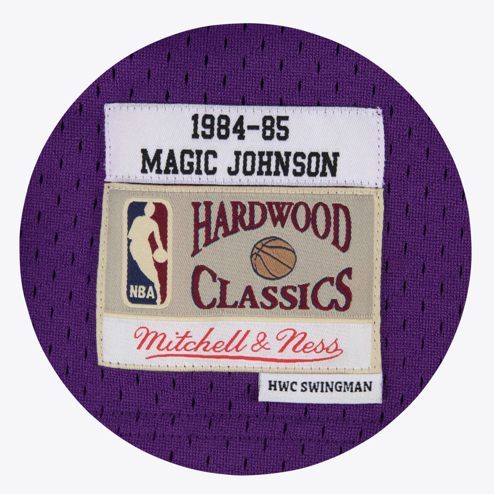 Los Angeles Lakers Mitchell & Ness Magic Johnson 1984-85 Hardwood Classics Road Swingman Jersey - Purple - Men's