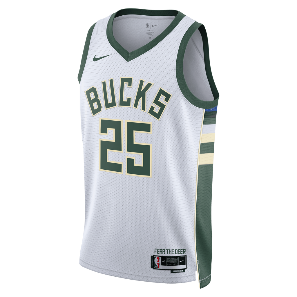 Milwaukee Bucks Nike Association Edition Swingman Jersey - White - Kasparas Jakučionis - Unisex