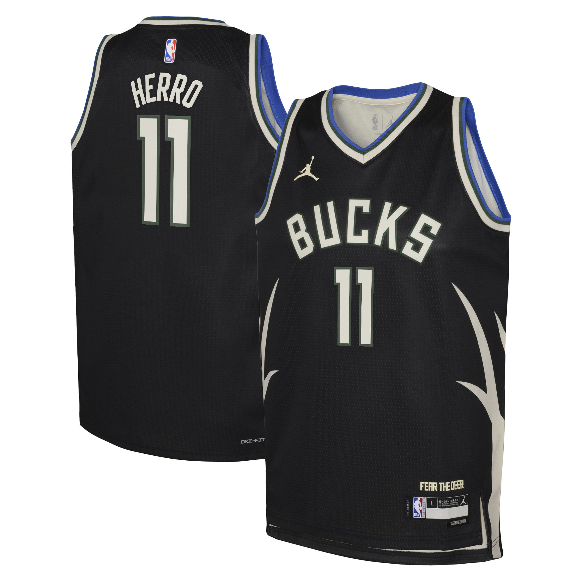 Milwaukee Bucks Jordan Brand Statement Edition Swingman Jersey - Hunter Green - Tyler Herro - Youth