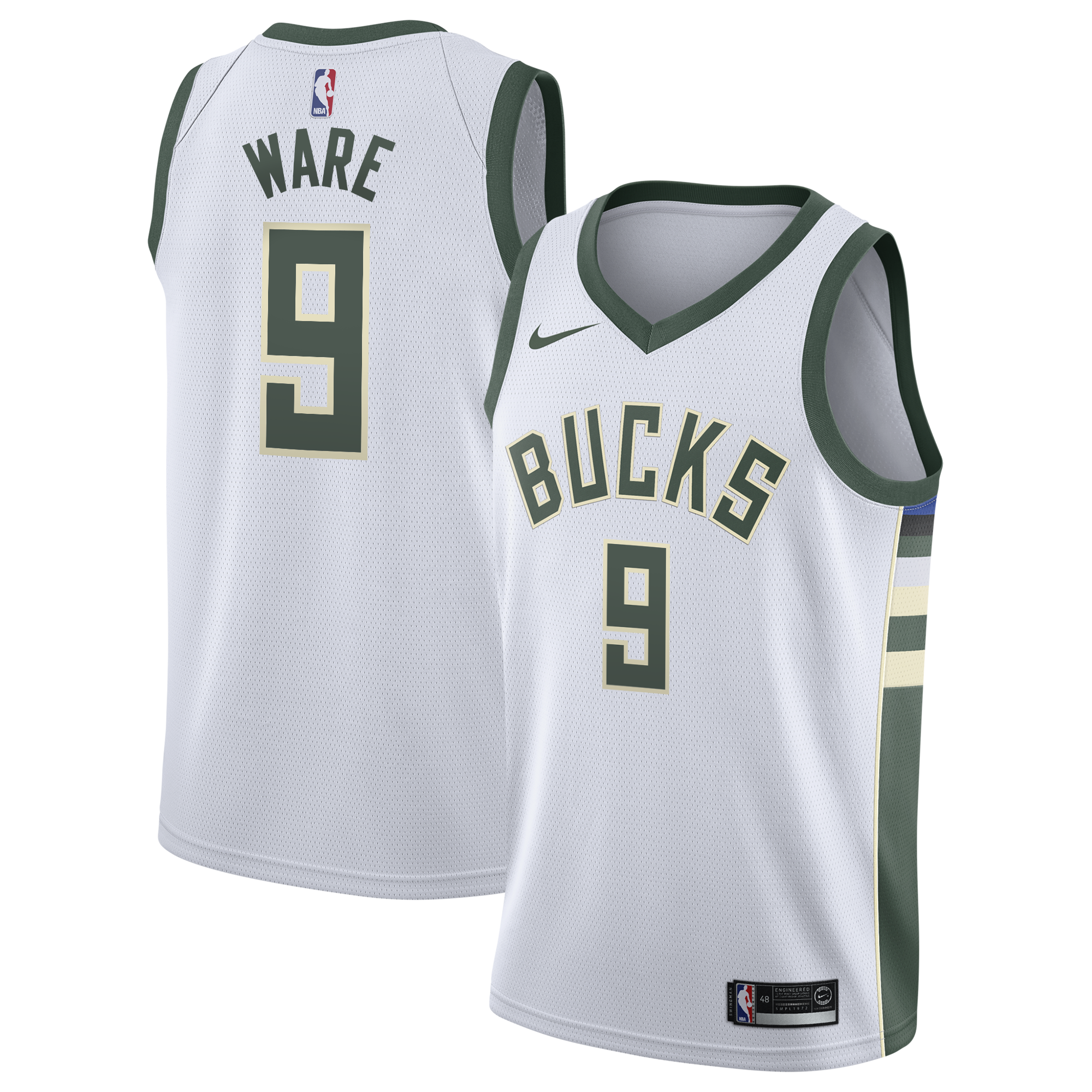 Milwaukee Bucks Nike Association Edition Swingman Jersey - White - Kel'el Ware - Youth