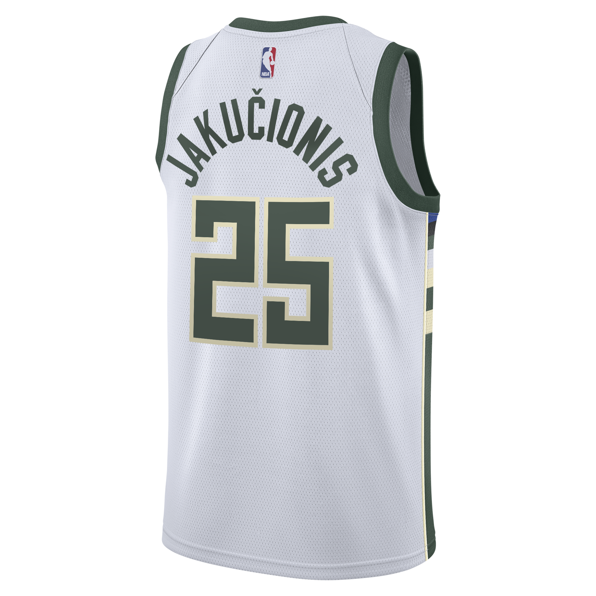 Milwaukee Bucks Nike Association Edition Swingman Jersey - White - Kasparas Jakučionis - Youth