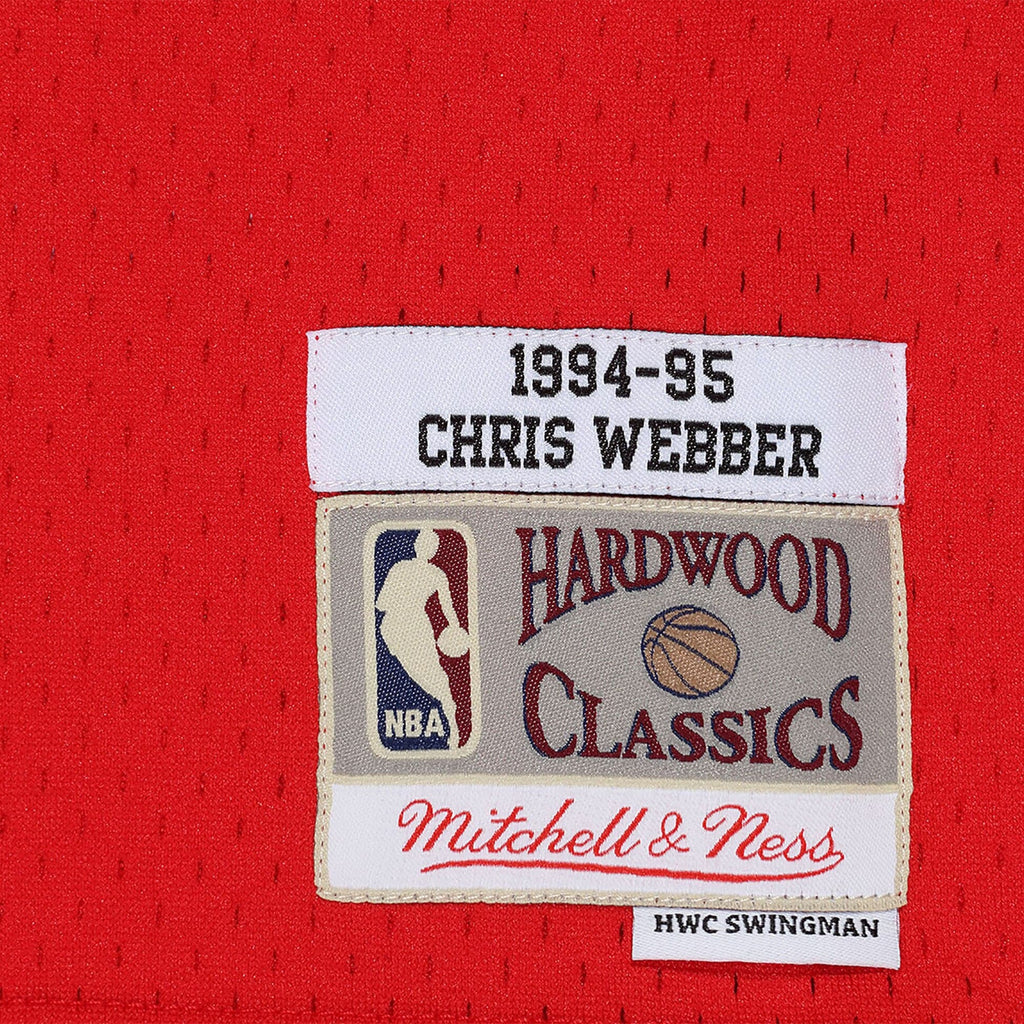 Washington Bullets Mitchell & Ness Chris Webber 1994 Hardwood Classics Road Swingman Jersey - Scarlett - Men's